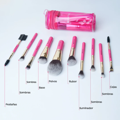 Kit de Brochas Viajero Fuscia One MONTOC